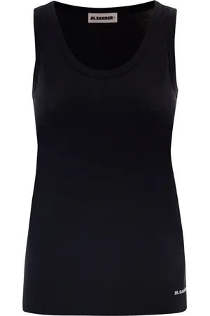Jil Sander Koszulki, Kobieta, Czarny, XS, Bawełna, Top bez rękawów