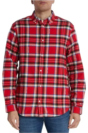 Tommy Hilfiger Koszule, Mężczyzna, Wielobarwność, L, Bawełna, Koszula w kratę z długim rękawem