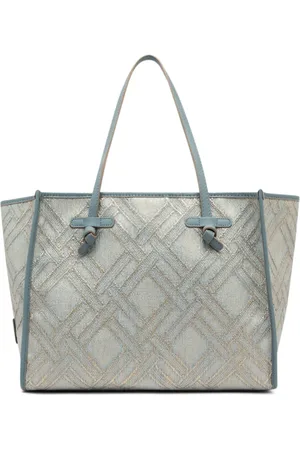Gianni chiarini Torebki, Kobieta, Niebieski, ONE SIZE, Torba na zakupy z płótna i skóry