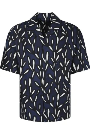 Jacquemus Koszule, Mężczyzna, Niebieski, XL, Niebieska Koszula z Graficznym Nadrukiem na Krótki Rękaw