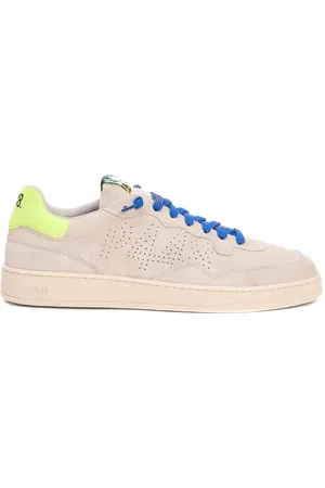 P448 Buty, Mężczyzna, Beżowy, 44 EU, Zamsz, Beżowe i Niebieskie Zamszowe Sneakersy