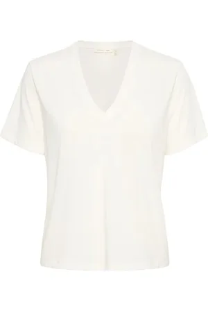 INWEAR Koszulki, Kobieta, Biały, 2XL, Bawełna, Klasyczna bluzka z dekoltem w serek