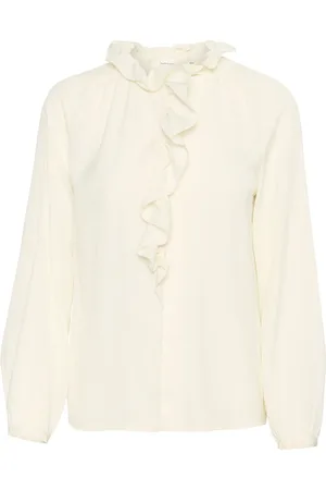 INWEAR Bluzki, Kobieta, Biały, 2XL, Poliester, Elegancka bluzka z falbanami