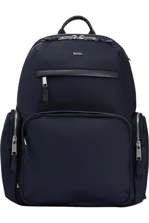 HUGO BOSS Torebki, Mężczyzna, Niebieski, ONE SIZE, Poliester, Plecak z logo i dwukierunkowym zamkiem błyskawicznym