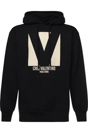 VALENTINO GARAVANI Bluzy, Mężczyzna, Czarny, S, Bawełna, Czarna Bluza z Kapturem Regulowanym Sznurkiem