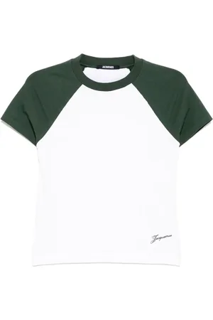 Jacquemus Koszulki, Kobieta, Biały, XS, Bawełna, T-shirt z logo na okrągłym dekolcie