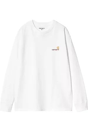 Carhartt Koszulki, Mężczyzna, Biały, L, Amerykański Napis Logo Haftowany T-shirt