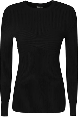 Tom Ford Koszulki, Kobieta, Czarny, S, Poliester, Sweter z prążkowanym dekoltem typu Crew Neck