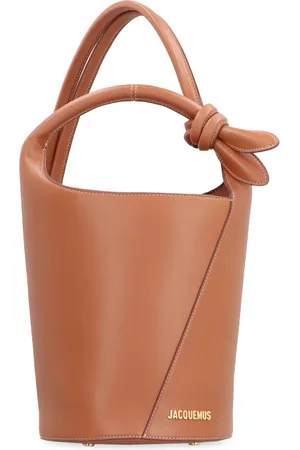 Jacquemus Torebki, Kobieta, brązowy, ONE SIZE, Skóra, Mini torebka typu bucket bag z zapięciem na zatrzask
