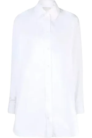Isabel Marant Bluzki, Kobieta, Biały, S, Bawełna, Koszula z bawełny poplinowej z haftowanym logo