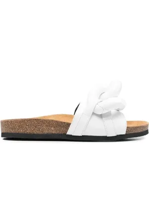 J.W.Anderson Buty, Kobieta, Biały, 36 EU, Skóra, Skórzane klapki z łańcuchem