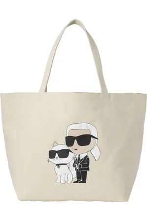 Karl Lagerfeld Torebki, Kobieta, Beżowy, ONE SIZE, Kultowa torba shopper z płótna