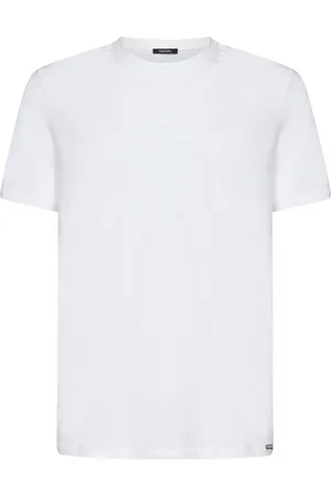 Tom Ford Koszulki, Mężczyzna, Biały, S, Bawełna, Prążkowany T-shirt z Okrągłym Dekoltem