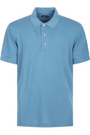 Tom Ford Koszulki, Mężczyzna, Niebieski, XL, Polo Tenisówka z Krótkim Rękawem