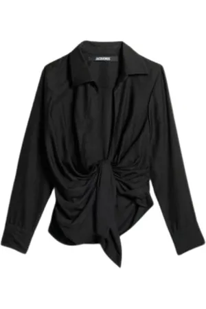 Jacquemus Bluzki, Kobieta, Czarny, L, Bawełna, Casualowa koszula bawełniana