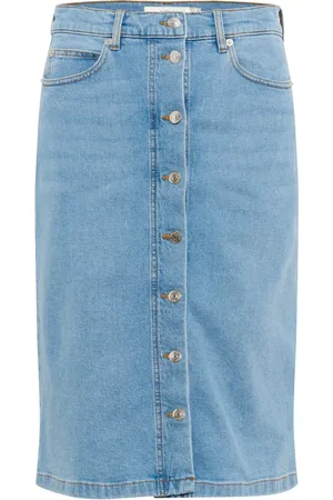 INWEAR Spódnice, Kobieta, Niebieski, XL, Bawełna, Spódnica jeansowa z guzikami z przodu