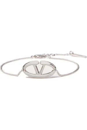 VALENTINO GARAVANI Akcesoria, Mężczyzna, Szary, ONE SIZE, Len, Bransoletka Bijoux Silver z Zapięciem na Zatrzask