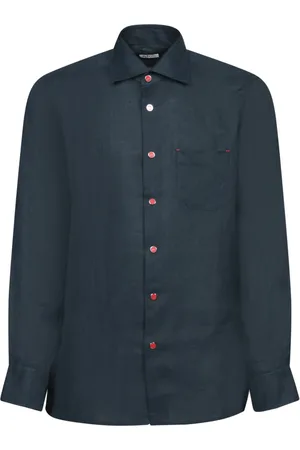 Kiton Koszule, Mężczyzna, Niebieski, M, Len, Stylowa, klasyczna koszulka polo w kolorze niebieskim