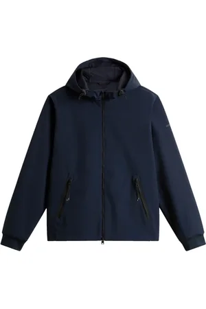Woolrich Kurtki, Mężczyzna, Niebieski, S, Niebieski Sweter z Kapturem na Zamek