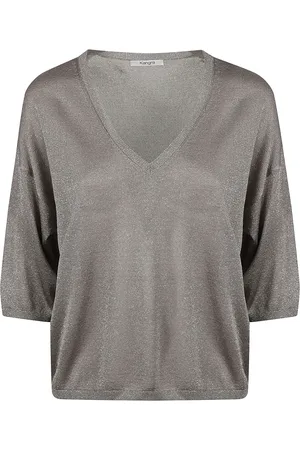KANGRA CASHMERE Swetry, Kobieta, Szary, S, Szara Sweter Metaliczny