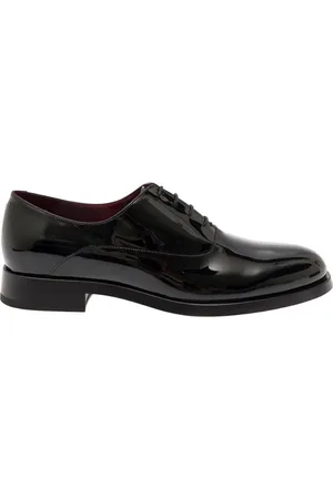 VALENTINO GARAVANI Buty, Mężczyzna, Czarny, 40 EU, Skóra, Czarne oksfordy sznurowane z lakierowanej skóry
