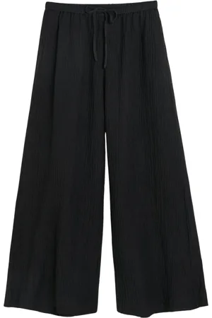 By Malene Birger Spodnie, Kobieta, Czarny, M, Bawełna, Czarne Spodnie Clorella z Szerokimi Nogawkami