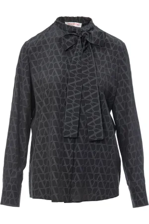 VALENTINO GARAVANI Bluzki, Kobieta, Czarny, M, Len, Elegancka Bluzka z Unikalnym Designem