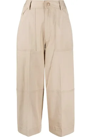 Moncler Spodnie, Kobieta, Beżowy, L, Bawełna, Spodnie Cropped