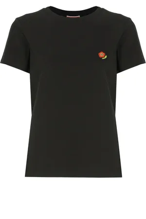 Kenzo Koszulki, Kobieta, Czarny, S, Bawełna, Czarny T-shirt z logo kwiatu