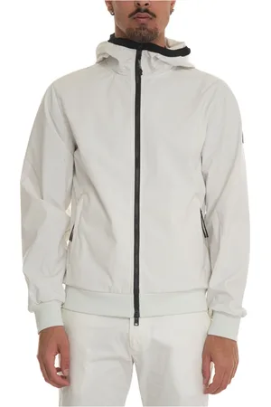 Woolrich Bluzy, Mężczyzna, Biały, 2XL, Poliester, Kurtka Soft Shell z Kapturem i Zamkiem