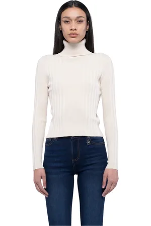 John Richmond Swetry, Kobieta, Biały, L, Nylon, Prążkowany Golf Dolcevita
