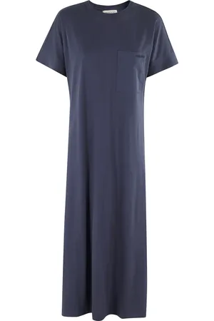 Woolrich Sukienki, Kobieta, Niebieski, XS, Niebieska Sukienka Kimono z Krótkimi Rękawami