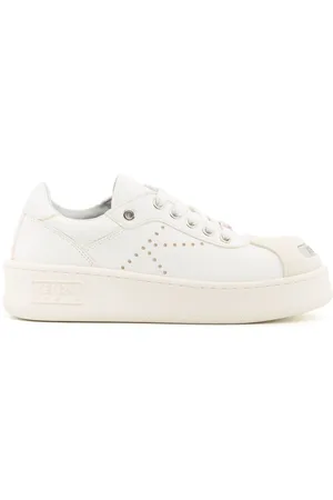 Kenzo Buty, Kobieta, Biały, 36 EU, Skóra, Hoops Kontrastowe Sneakersy Niskie