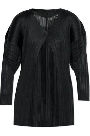 Issey Miyake Swetry, Kobieta, Czarny, L, Poliester, Pleated Cardigan