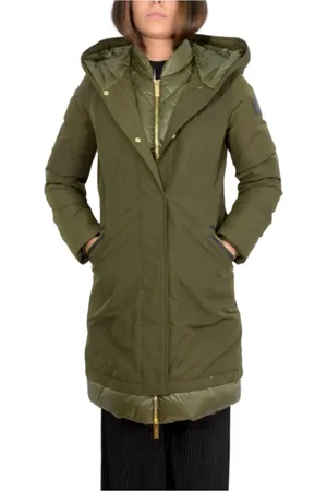 Woolrich Płaszcze, Kobieta, Zielony, M, Bawełna, Anorak Parka
