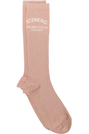 Iceberg Bielizna, Kobieta, Różowy, S, Różowe skarpetki z logo Jacquard Milano Italia