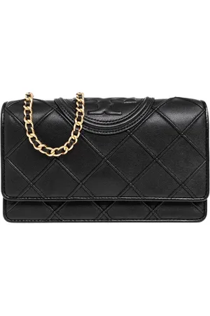 Tory Burch Torebki, Kobieta, Czarny, ONE SIZE, Skóra, Fleming Soft Chain Wallet