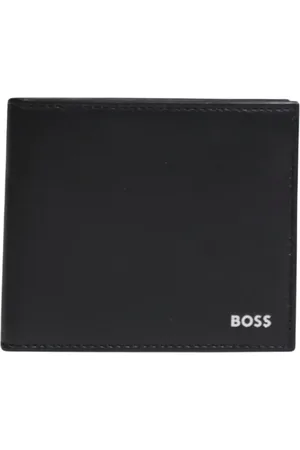 HUGO BOSS Akcesoria, Mężczyzna, Czarny, ONE SIZE, Skóra, Czarny skórzany portfel - Styl klasyczny