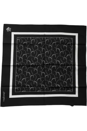 Dolce & Gabbana Akcesoria, Mężczyzna, Czarny, ONE SIZE, Czarny Wzorzysty Chusteczka Szalik