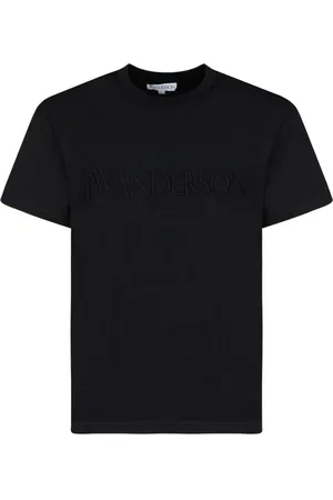 J.W.Anderson Koszulki, Mężczyzna, Czarny, L, Bawełna, T-shirt z haftowanym logo