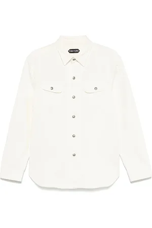 Tom Ford Kurtki, Mężczyzna, Biały, XL, Bawełna, Bawełniana koszula wierzchnia zapinana na guziki