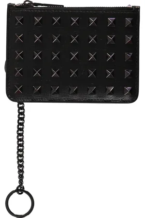VALENTINO GARAVANI Akcesoria, Mężczyzna, Czarny, ONE SIZE, Len, Studded Skórzany Portfel