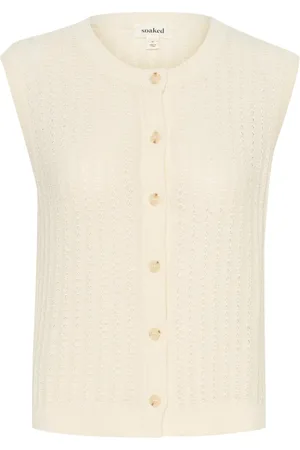 Soaked in Luxury Swetry, Kobieta, Beżowy, S, Sweter Bez Rękawów Whisper White