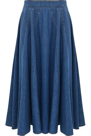 Kocca Spódnice, Kobieta, Niebieski, XS, Bawełna, Stylowa spódnica midi