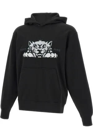 Kenzo Bluzy, Mężczyzna, Czarny, S, Bawełna, Bluza z bawełny Happy Tiger