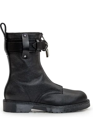 J.W.Anderson Buty, Kobieta, Czarny, 37 EU, Skóra, Botki Biker z Ozdobnym Zamkiem
