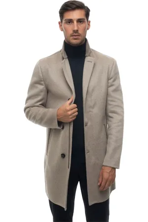 Kiton Płaszcze, Mężczyzna, Beżowy, 2XL, Kaszmir, Płaszcz zapinany na guziki z ukrytym zamkiem błyskawicznym