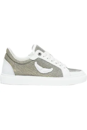 Zadig & Voltaire Buty, Kobieta, Szary, 36 EU, Skóra, Sneakersy Silver Sparkle Wing