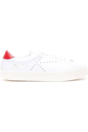 Kenzo Buty, Mężczyzna, Biały, 41 EU, Skóra, Skórzane Sneakersy z Logo