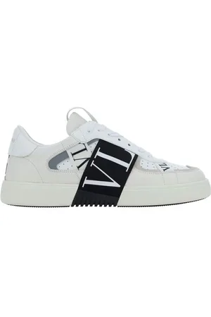 VALENTINO GARAVANI Buty, Mężczyzna, Biały, 41 1/2 EU, Len, Perforowane Sneakersy z Wstawkami